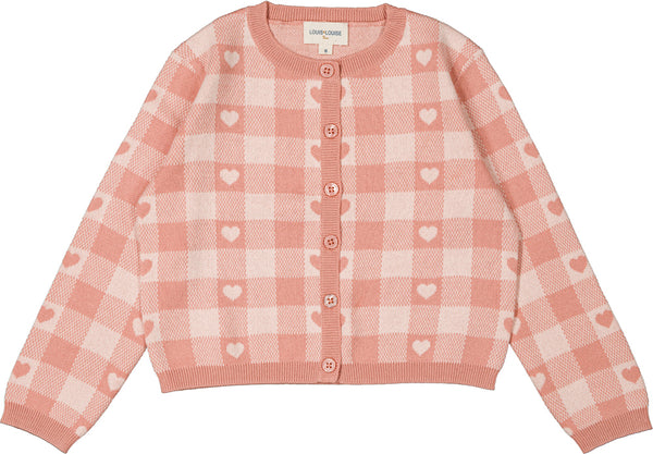 Louis Louise Pink Heart Knitted Mayo Cardigan