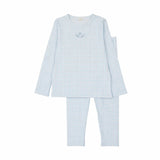 Bonjoy Blue Emblem Dainty Grid Long Sleeve Pjs
