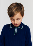 Morley Navy Mir Yan Polo Sweater