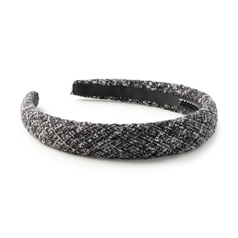 Halo Luxe Black Clara Tweed Padded Headband