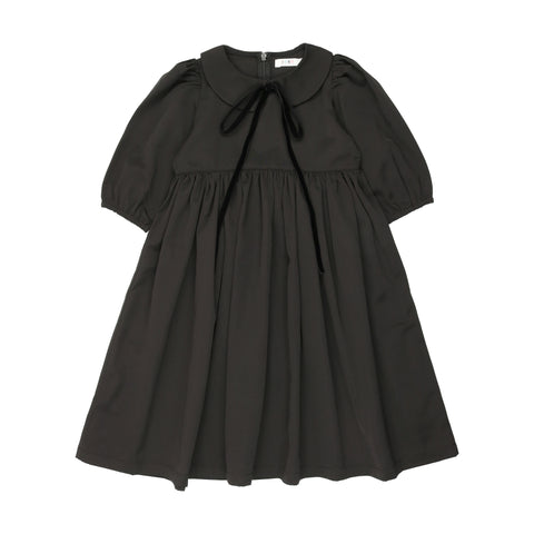 Coco Blanc Black Structured Taffeta Ribbon Dress