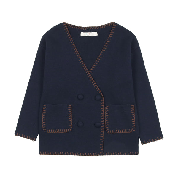 Coco Blanc Navy Double Breasted Sweater