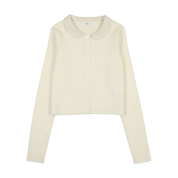 Coco Blanc Cream Peter Pan Ribbed Knit Cardigan