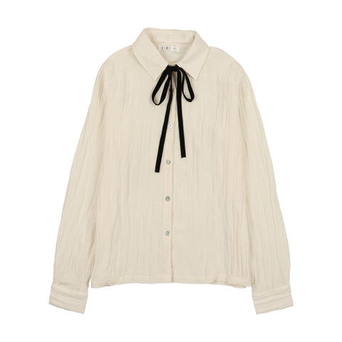 Coco Blanc Cream Tie Neck Silk Blouse