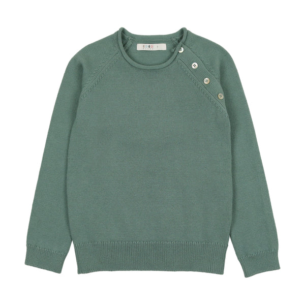 Coco Blanc Sage Green Crew Button Sweater