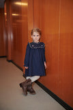 Copenhagen Colors Navy Frill Embroidered Dress