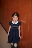 Copenhagen Colors Navy Smocked Embroidered Dress