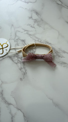 Halo Luxe Mauve Ivy Scalloped Lace Baby Headband