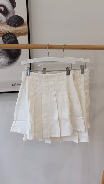 Lil Legs White Denim Pleated Skirt PDSK-WDEN