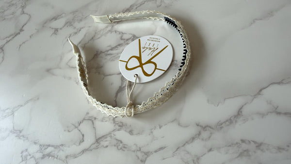 Halo Luxe Ivory Ivy Scalloped Lace Headband