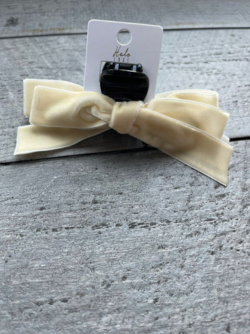 Halo Luxe Ivory Laura Velvet Bow Large Claw Clip