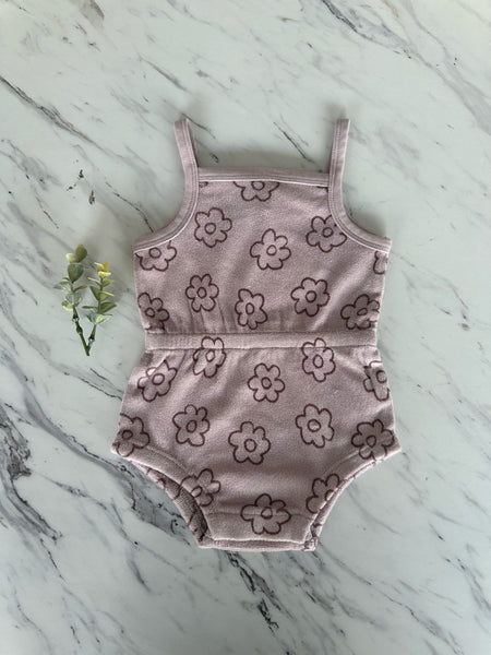 Quincy Mae Lavender Daisy Terry Cinch Romper