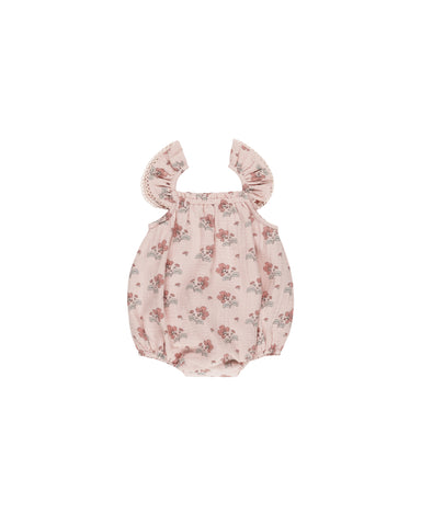 Quincy Mae Bubblegum Vintage Floral Bonnie Romper