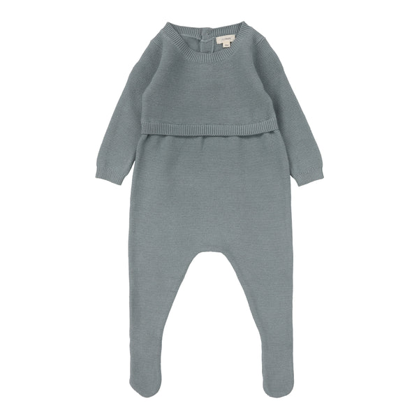 Lil Legs Analogie Dusty Blue Knit Footie DBKF-DBL