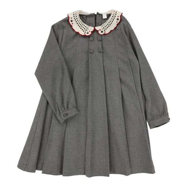 Lil Legs Analogie Mid Grey Crochet Collar Dress DCCD-MGRY