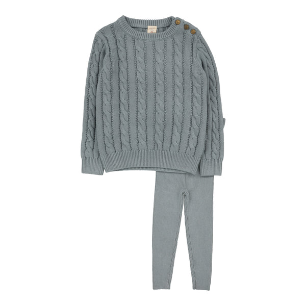 Lil Legs Analogie Dusty Blue Cable Knit Set