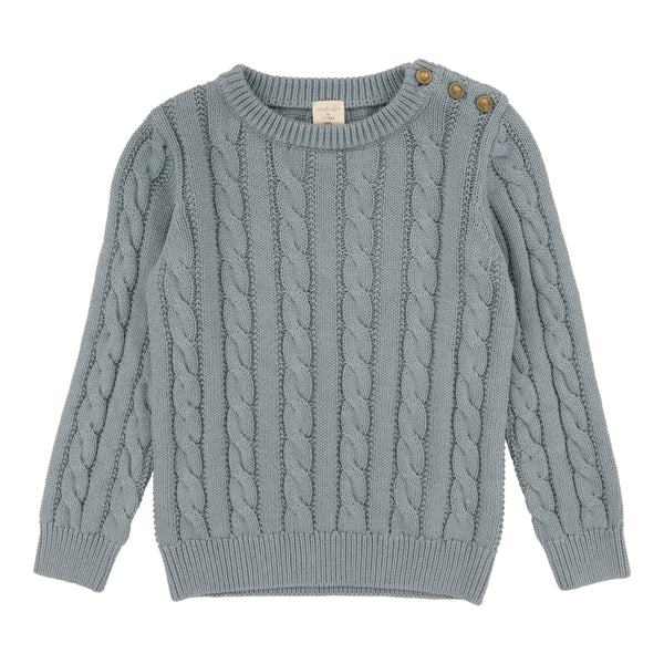 Lil Legs Analogie Dusty Blue Cable Knit Sweater DCKSW-DBL