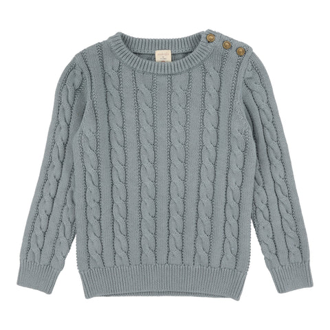 Lil Legs Analogie Dusty Blue Cable Knit Sweater DCKSW-DBL