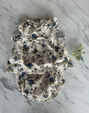 Babe & Tess Bloom Blue Chemise Adelina Baby Shirt + Bloomer