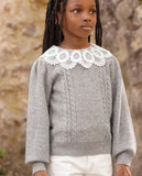 Tartine et Chocolate Grey Collared Knit Sweater