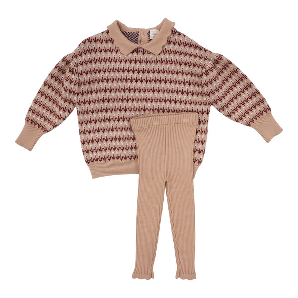 Lil Legs Analogie Dusty Pink Multi Floral Knit Set DFKS-DPNKM