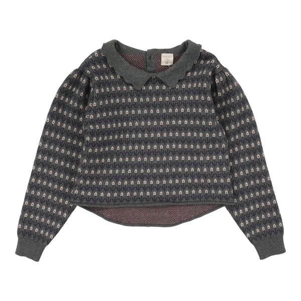Lil Legs Analogie Mid Grey Multi Floral Knit Sweater DFKSW-MGMT