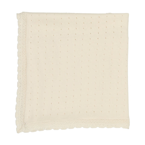 Lilette Cream Dotted Open Knit Blanket