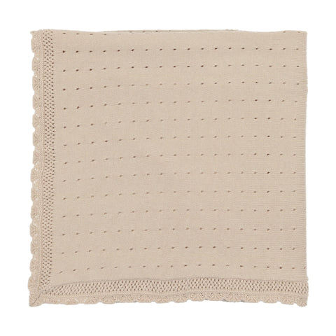 Lilette Taupe Dotted Open Knit Blanket