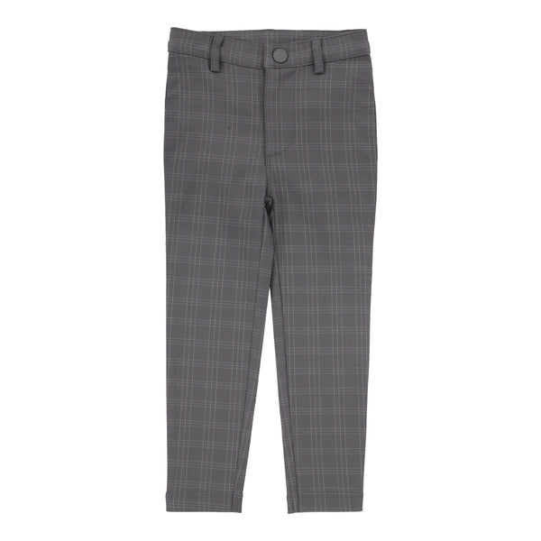 Lil Legs Analogie Mid Grey Windowpane  Plaid Pants DPP-MGW