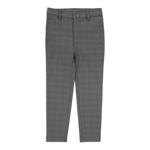 Lil Legs Analogie Mid Grey Windowpane  Plaid Pants DPP-MGW