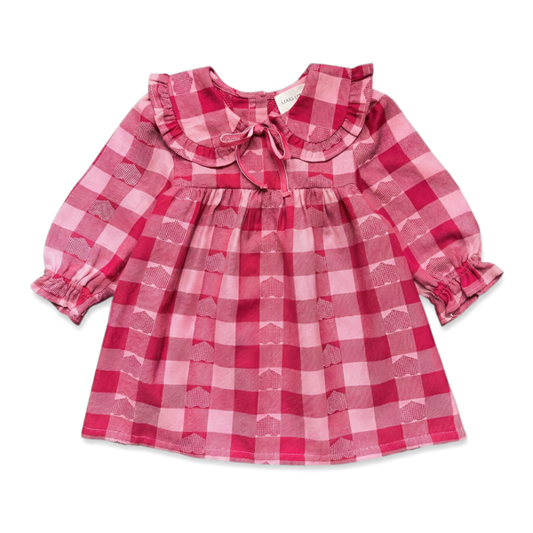 Louis Louise Pink/Burgundy Check Heart Tunic + Bloomer