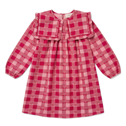 Louis Louise Pink/Burgundy Check Heart Celcia Dress