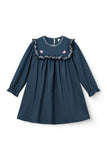 Copenhagen Colors Navy Frill Embroidered Dress