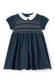 Copenhagen Colors Navy Smocked Embroidered Dress