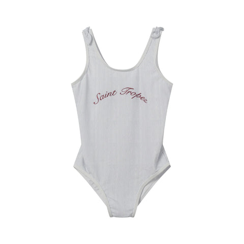 Coco Blanc Striped Girls Swimsuit