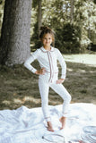 Coco Blanc Burgundy Printed Collar Pajamas
