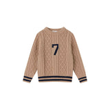Coco Blanc Tan Cabled Graphic Sweater