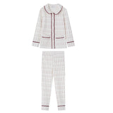 Coco Blanc Burgundy Printed Collar Pajamas