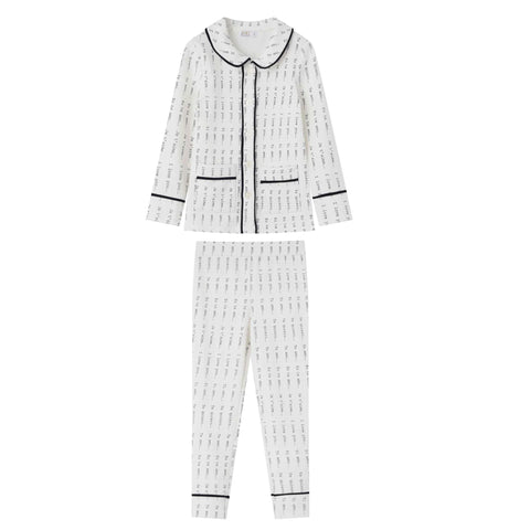 Coco Blanc Blue Printed Collar Pajamas