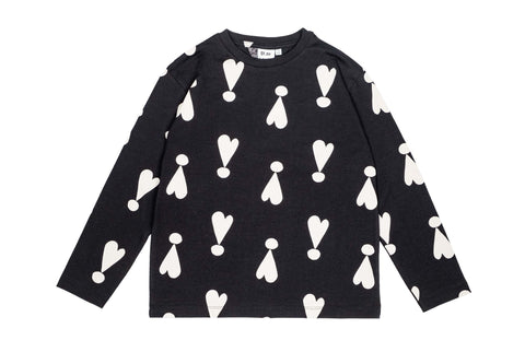 Beau Loves Black Exclamation Hearts Long Sleeve Tee