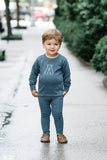 Lil Legs Off Blue Sherpa Varsity Set