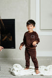 Pouf Brown/Blue Logo Velour PJS