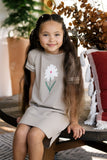 Lil Legs Taupe Flower Short Sleeve Dress