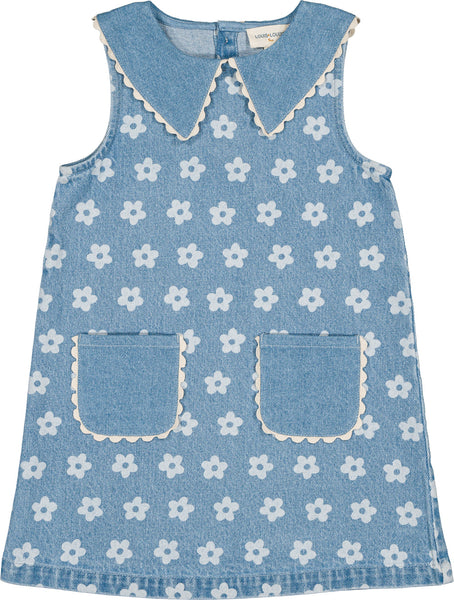 Louis Louise Light Blue Denim Flower Mitsette Dress
