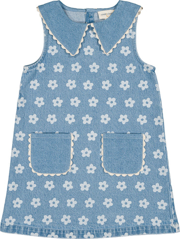 Louis Louise Light Blue Denim Flower Mitsette Dress