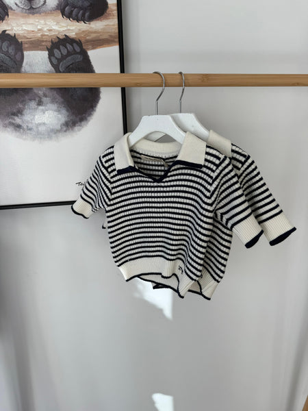 The New Society Summer Midnight Mini Knit Stripes Azalea Polo