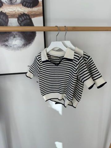 The New Society Summer Midnight Mini Knit Stripes Azalea Polo
