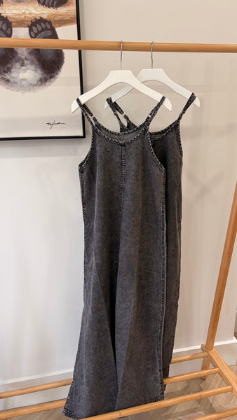 Lil Legs Black Wash Denim Maxi Slip Dress DMSD-BKWSH