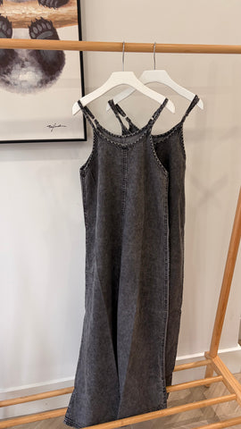 Lil Legs Black Wash Denim Maxi Slip Dress DMSD-BKWSH