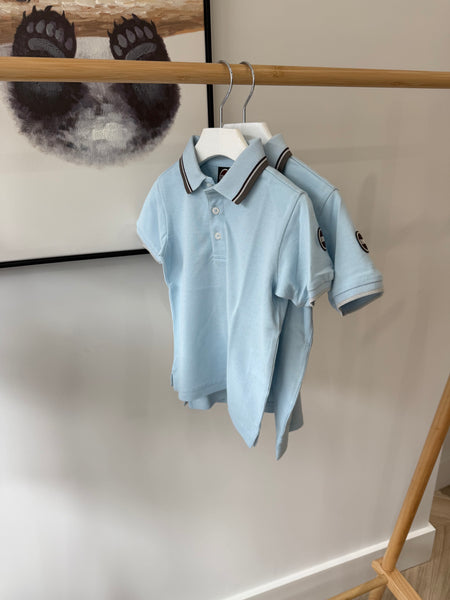 Colmar Angelic Blue Tricolored Striped Trim Polo 3598n-7xh-639
